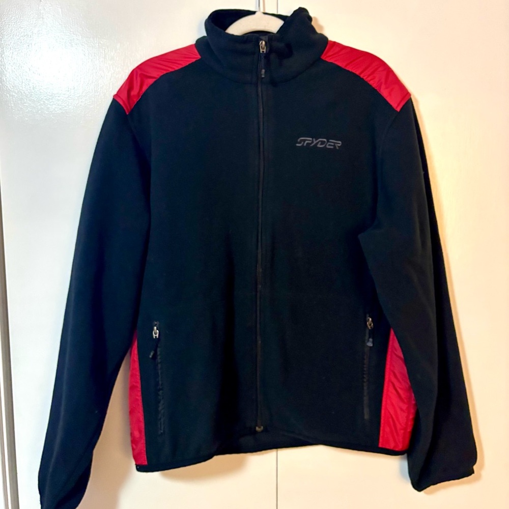 Spyder Men’s Stryke Full Zip Fleece Jacket Black Red Medium